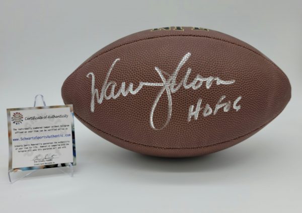 Warren Moon Autographed NFL Football HOF Inscription (Schwartz Sports COA)