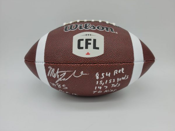 Milt Stegall Autographed CFL Football (HOF And Stats Inscription) w/COA