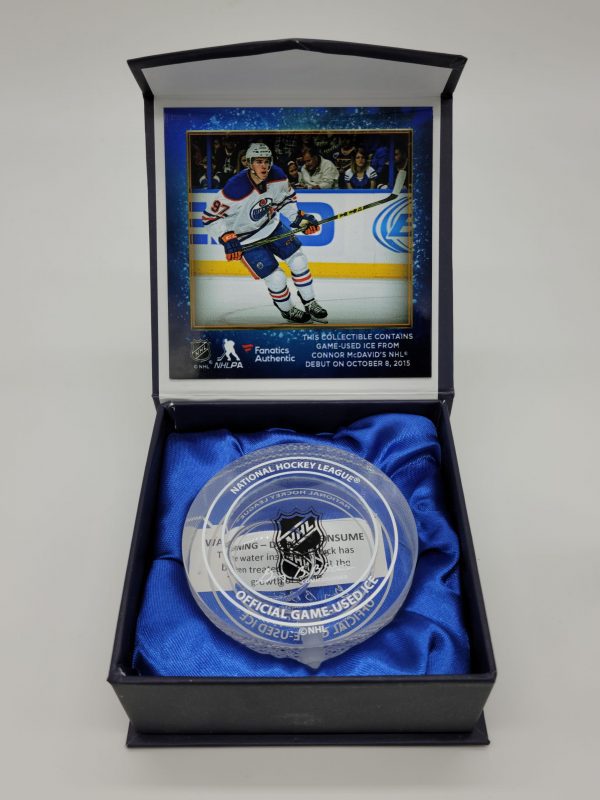 Connor McDavid Fanatics Authentic Collectible Puck w/ Game-Used Ice from McDavid's NHL Debut
