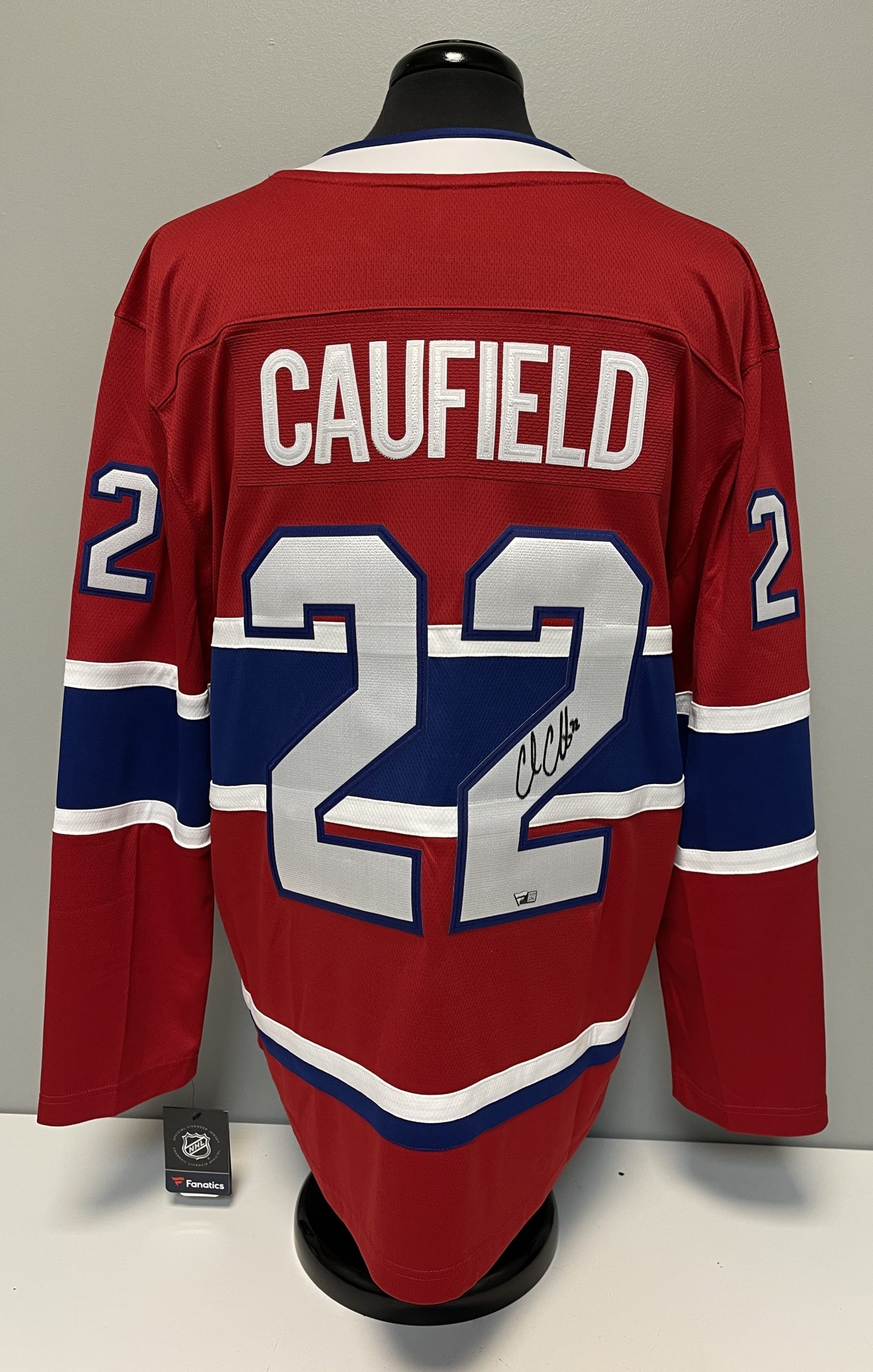 Framed Cole Caufield Montreal Canadiens Autographed Red Fanatics Breakaway  Jersey