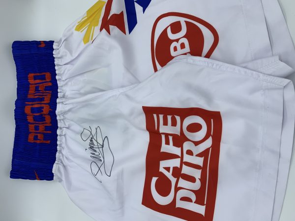 Manny Pacquiao Autographed White Boxing Shorts W/ PSA COA