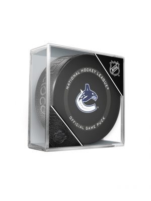 NHL Vancouver Canucks Officially Licensed 2021-2022 Team Game Puck Design - In Cube
