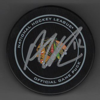 Alex DeBrincat Blackhawks Autographed Hockey Puck w/COA