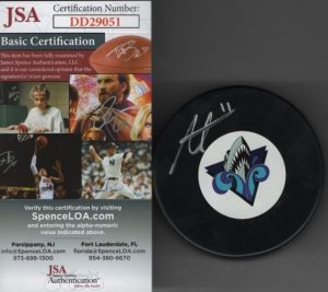 Alexis Lafreniere Rimouski Oceanic Authenticated JSA Autographed Hockey Puck w/COA