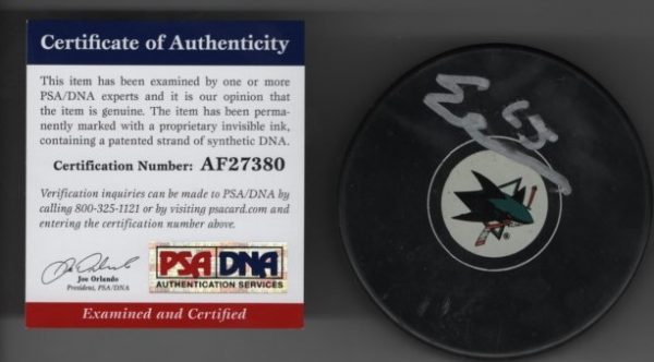 Erik Karlsson Sharks Authenticated PSA/DNA Autographed Hockey Puck w/COA