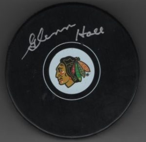 Glenn Hall Blackhawks Autographed Hockey Puck w/COA