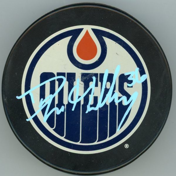 Dylan Holloway Edmonton Oilers Signed Puck w/COA