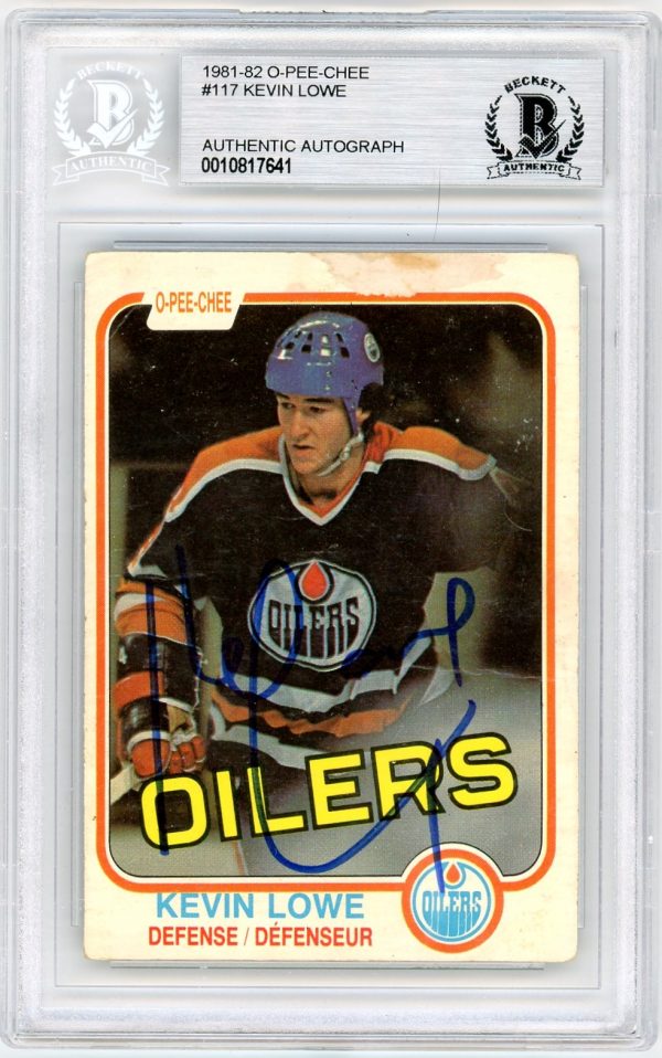 Kevin Lowe Oilers OPC 1981-82 Beckett Authenticated Slabbed Autographed Card #117