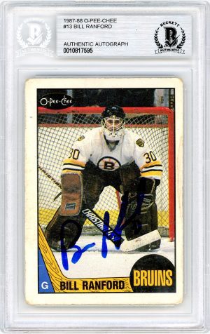 Bill Ranford Bruins OPC 1987-88 Beckett Authenticated Slabbed Autographed Rookie Card #13