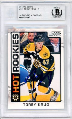 Torey Krug Bruins Score 2012-13 Hot Rookies Beckett Authenticated Slabbed Autographed Rookie Card #531