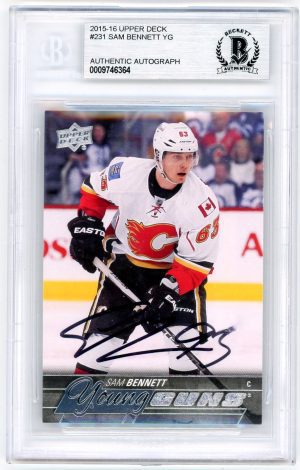 Sam Bennett Flames UD 2015-16 Young Guns Beckett Authenticated Autographed Slabbed Rookie Card #231