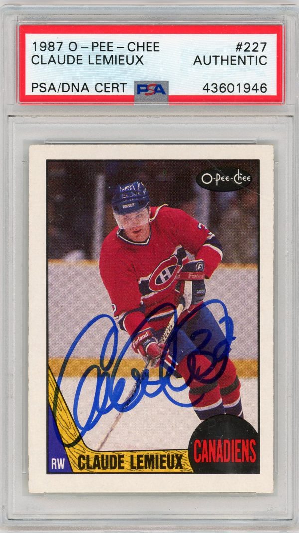 Claude Lemieux Canadiens OPC 1987-88 PSA/DNA Authenticated Slabbed Autographed Rookie Card #227