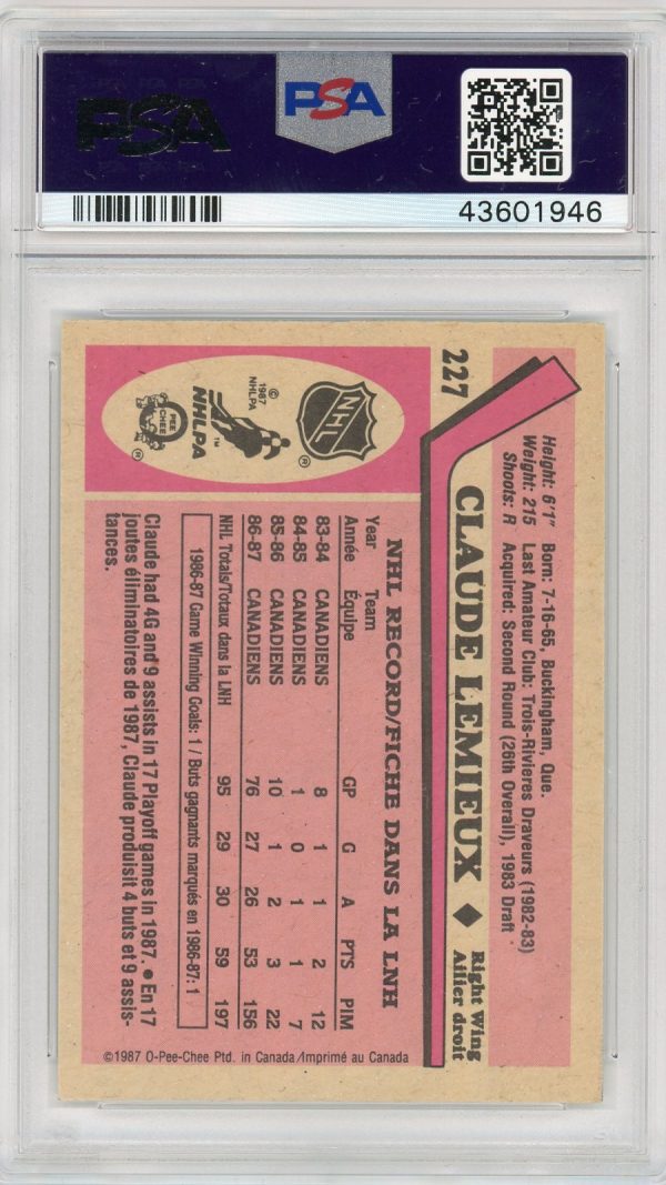 Claude Lemieux Canadiens OPC 1987-88 PSA/DNA Authenticated Slabbed Autographed Rookie Card #227