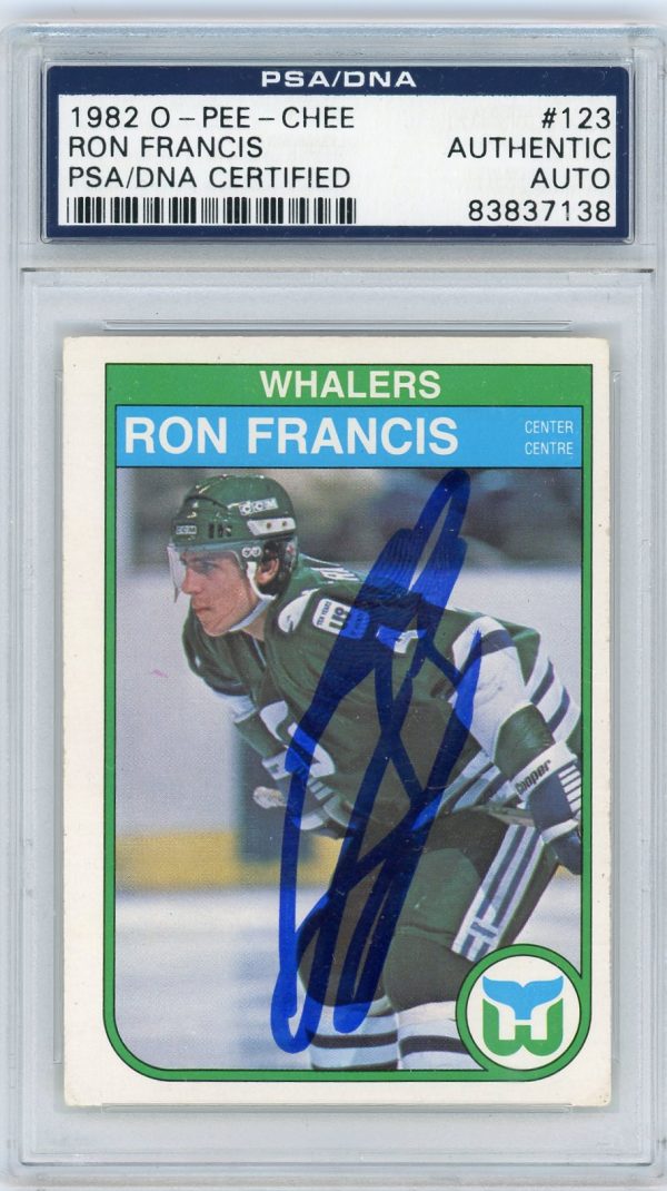 Ron Francis Whalers OPC 1982-83 PSA/DNA Authenticated Slabbed Autographed Rookie Card #123