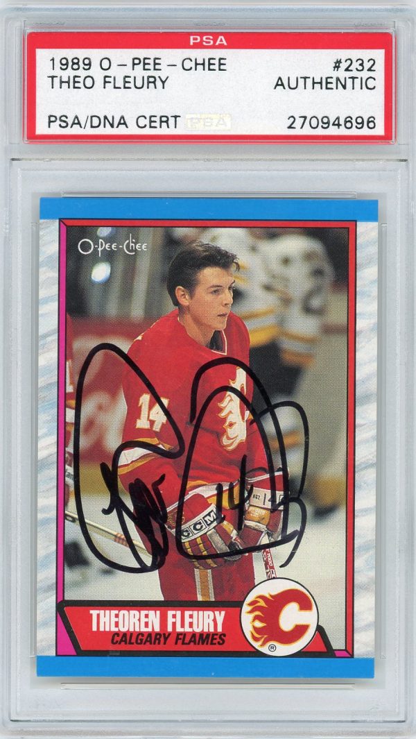 Theoren Fleury Flames OPC 1988-89 PSA/DNA Authenticated Autographed Card #232
