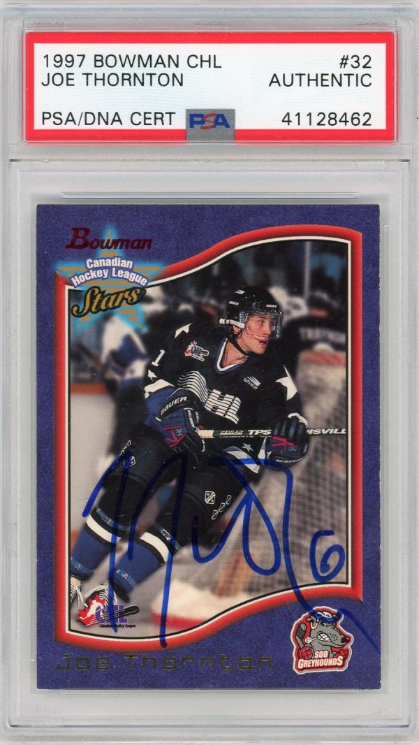 Joe Thornton Topps 1997 OHL Bowman PSA/DNA Authenticated Autographed Slabbed Rookie Card #32