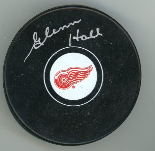 Glenn Hall Signed Detroit Red Wings Puck W/COA