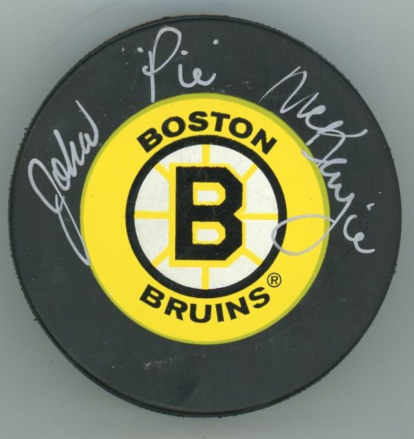 John "Pie" Mckenzie Signed Boston Bruins Puck w/COA
