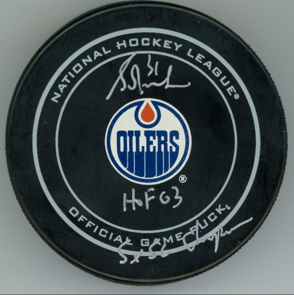 Grant Fuhr Oilers Signed Puck