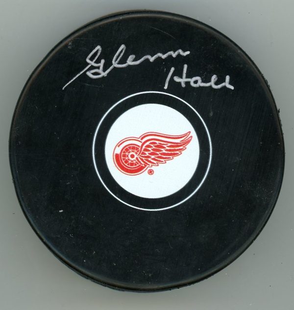 Glenn Hall Signed Detroit Red Wings Puck w/COA