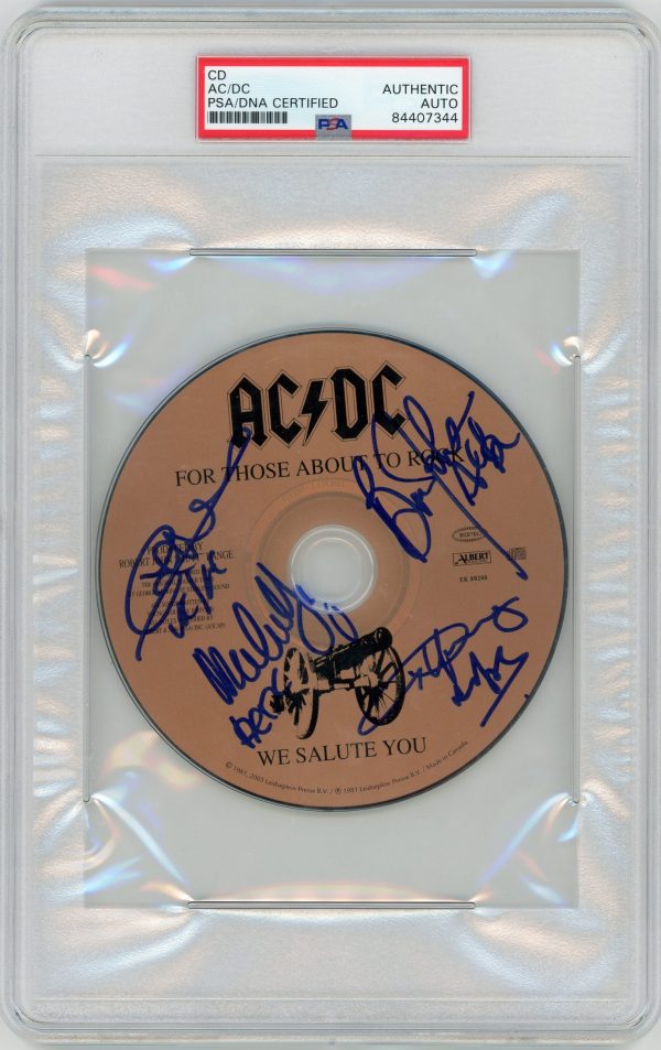 AC/DC All 4 Members PSA/DNA Autographed Slabbed CD
