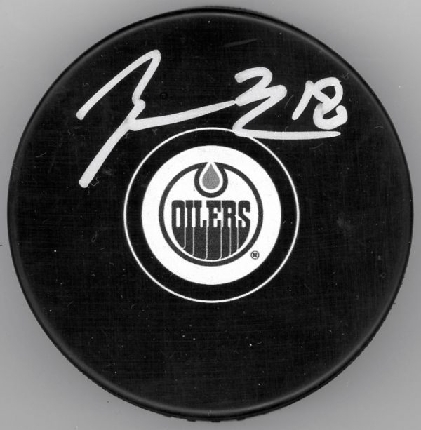 Zach Hyman Oilers Autograph Puck w/ COA