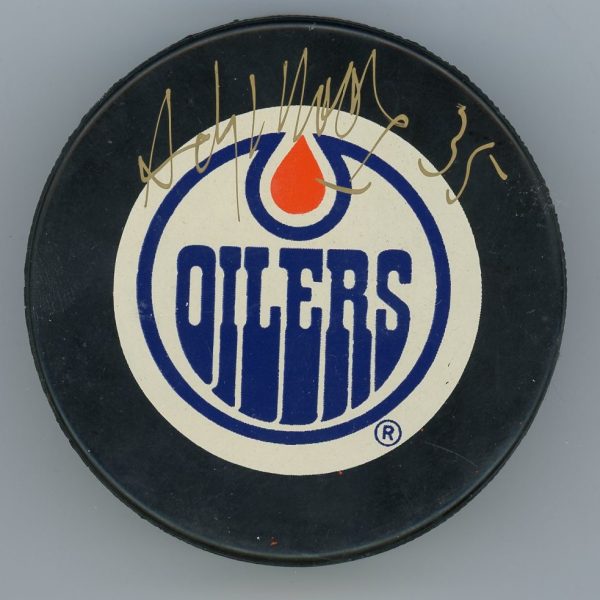 Andy Moog Oilers Autographed Puck w/COA