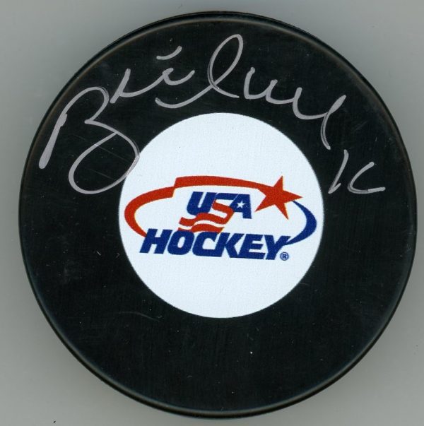 Brett Hull Signed USA Hockey Puck w/COA