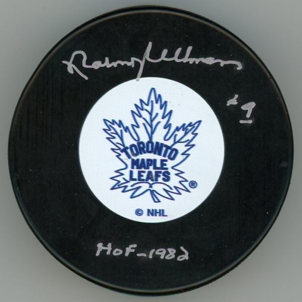 Norm Ullman Maple Leafs Autographed Puck W/ COA