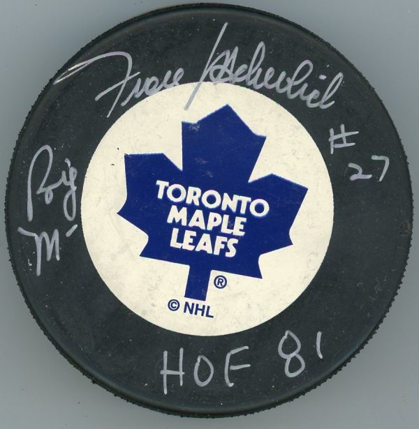 Frank Mahovlich Maple Leafs Autograph Puck w/ COA