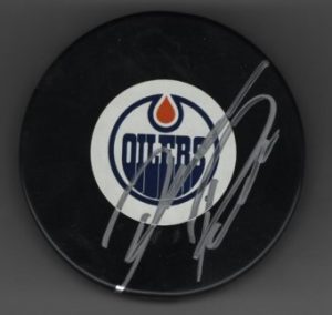 Jaroslav Pouzar Oilers Autographed Hockey Puck w/COA