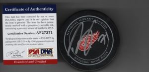 Dylan Larkin Red Wings Authenticated PSA/DNA Autographed Hockey Puck w/COA