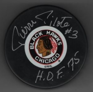 Pierre Pilote Blackhawks Autographed Hockey Puck w/COA