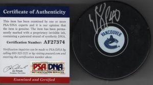 Elias Pettersson Canucks Authenticated PSA/DNA Autographed Hockey Puck w/COA