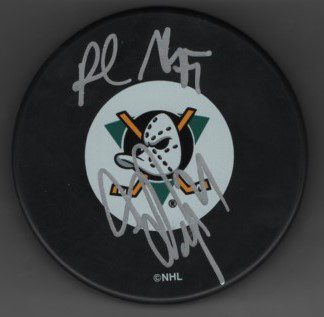 Rob & Scott Niedermayer Ducks Autographed Hockey Puck w/COA