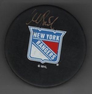 Ulf Samuelsson Rangers Autographed Hockey Puck w/COA