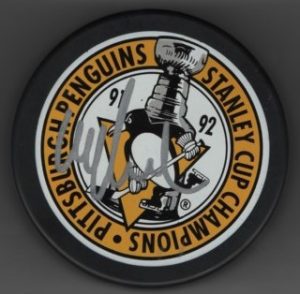 Ulf Samuelsson Penguins Autographed Hockey Puck w/COA