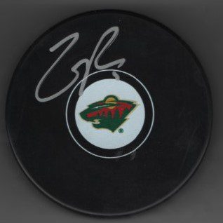 Zach Parise Wild Autographed Hockey Puck w/COA